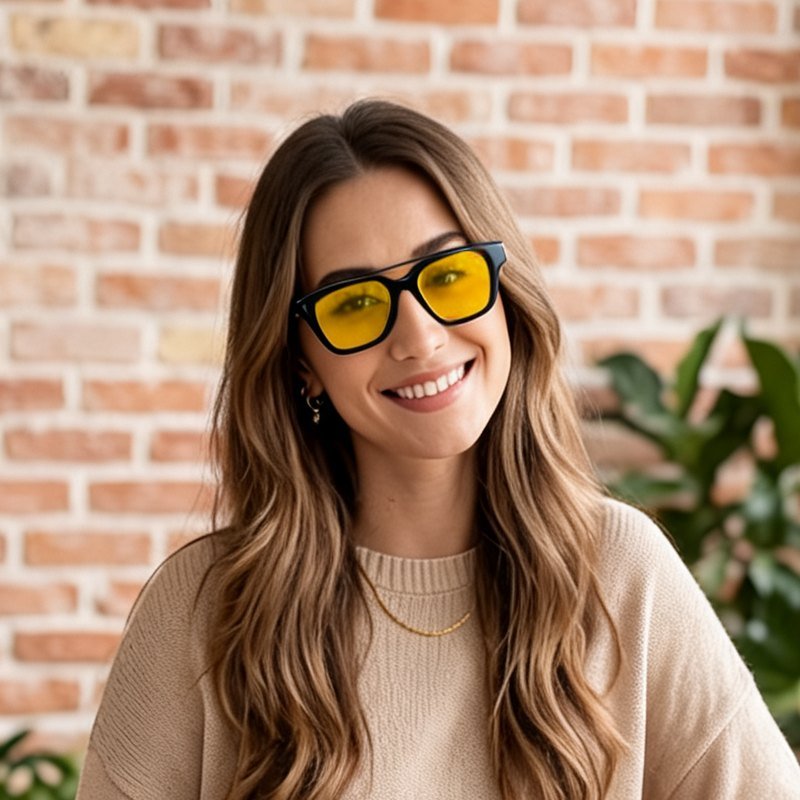 Model wearing Capri Sun sunglasses