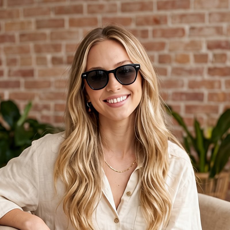 Model wearing Onyx sunglasses