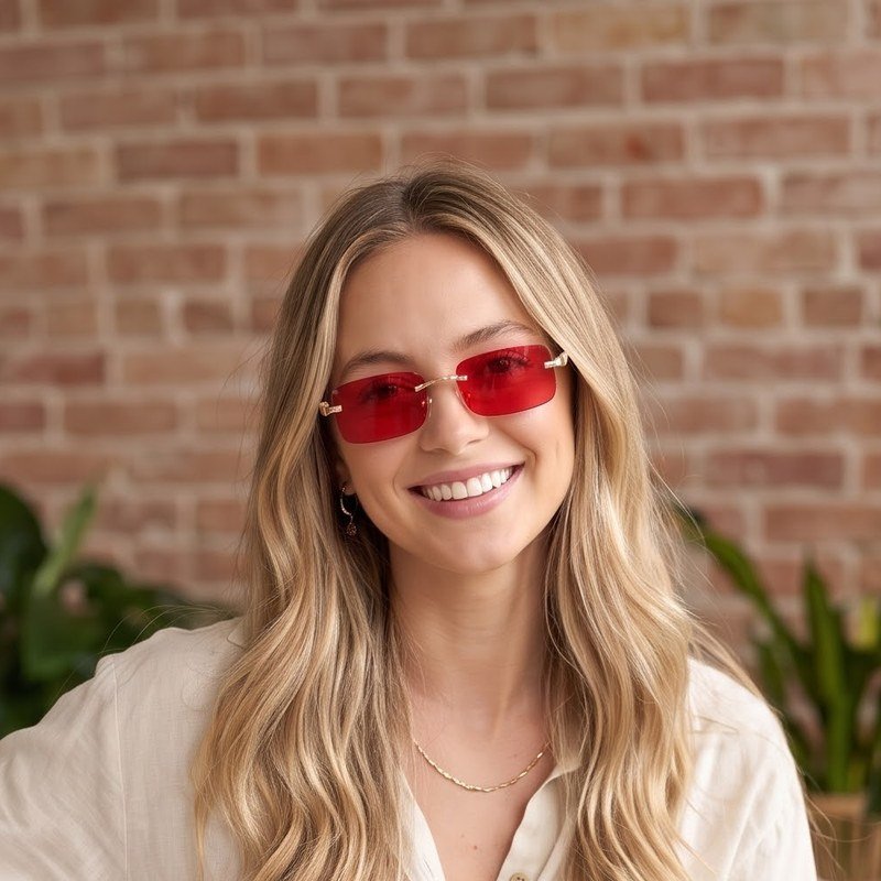 Model wearing Prowl Ruby sunglasses