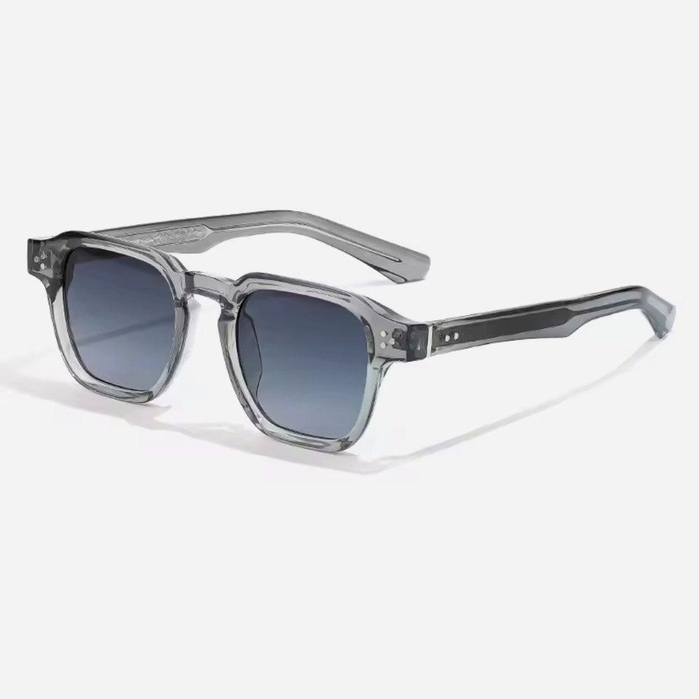 Slate classic square sunglasses with blue gradient lenses